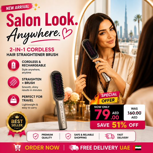 2 in 1 Cordless Hair Straightener Brush