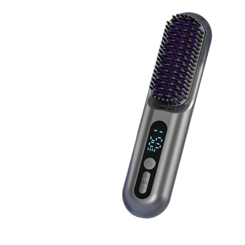 Cordless hair straightener brush 9 heat settings display