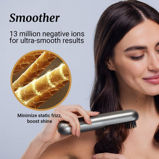 2-in-1 Cordless Hair Straightener Brush with plasma technology