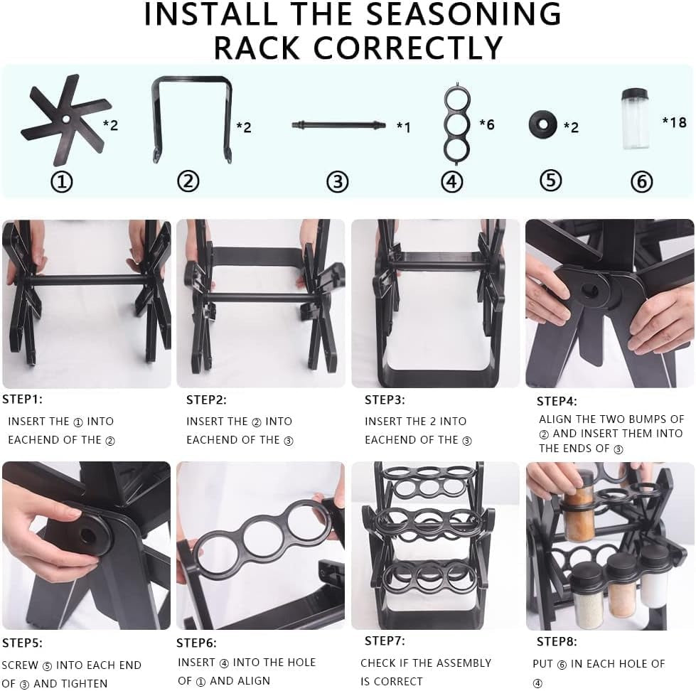 Spice rack organizer on kitchen countertop