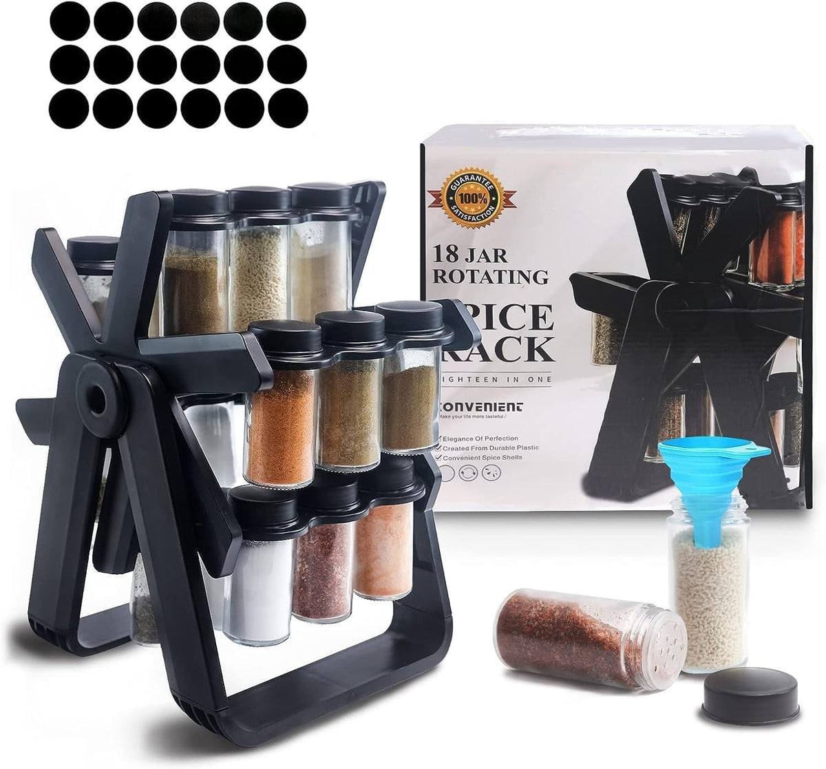 Ferris wheel spice rack organizer 18 jars