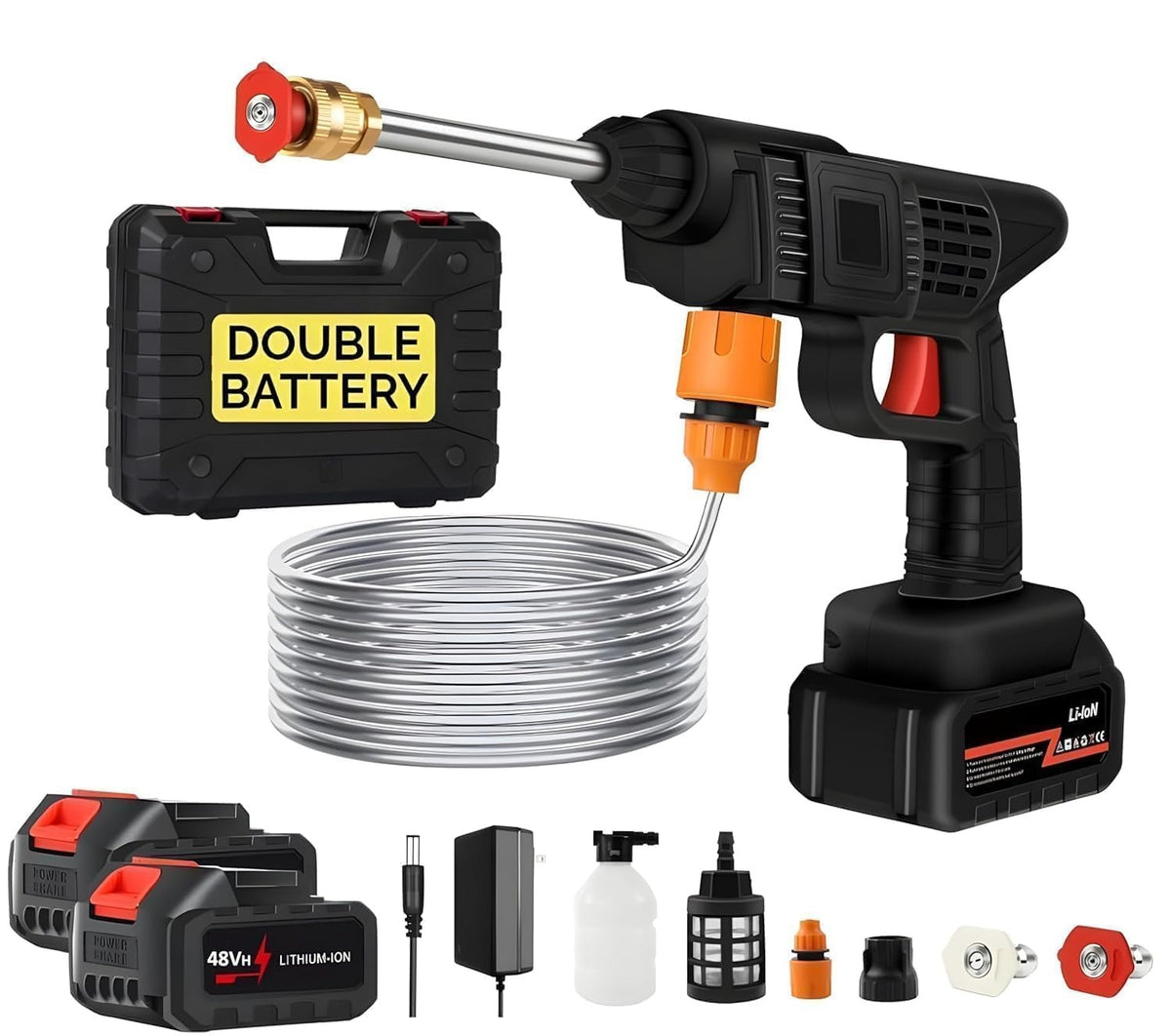 Cordless car wash machine with charger and battery