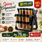 Spice Rack Organizer with 18 glass jars rotating design