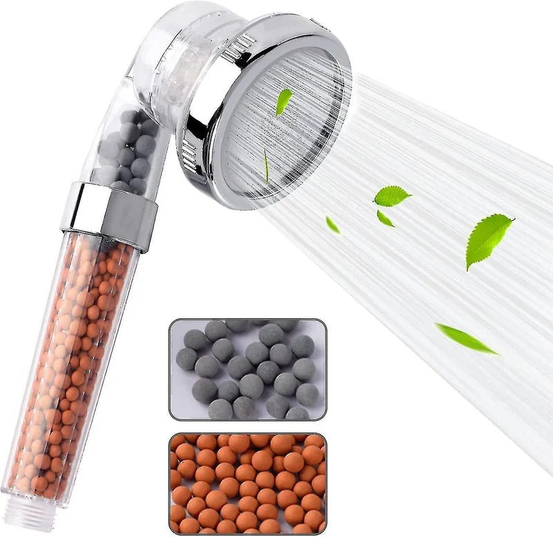 Ionic high pressure shower head with water flowing, easy install no tools