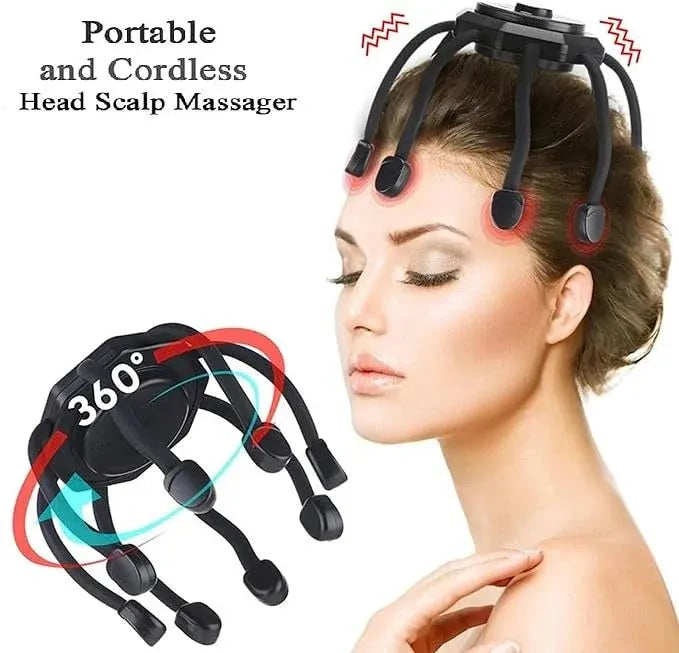 "Head massager rotating arms close-up view"